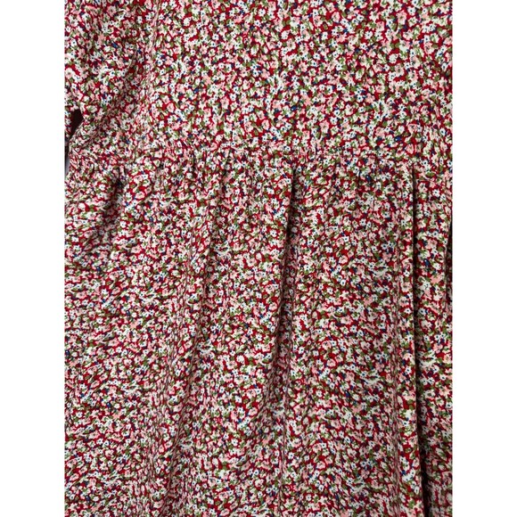 Natural Life Dress Womens Medium Red Pink Floral Rayon Knee Length Boho Peasant - Picture 8 of 14